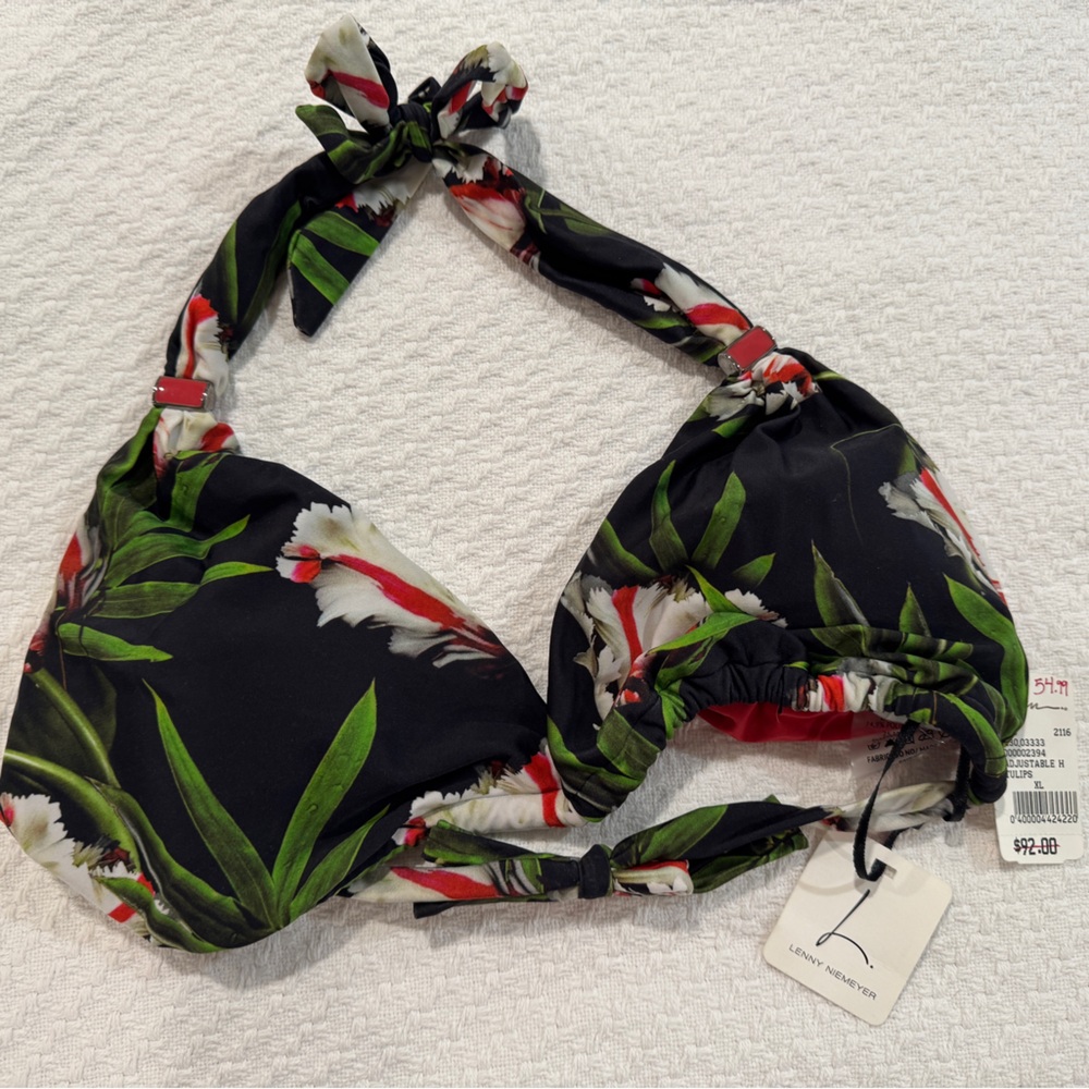 Women's Floral Black Bikini Top